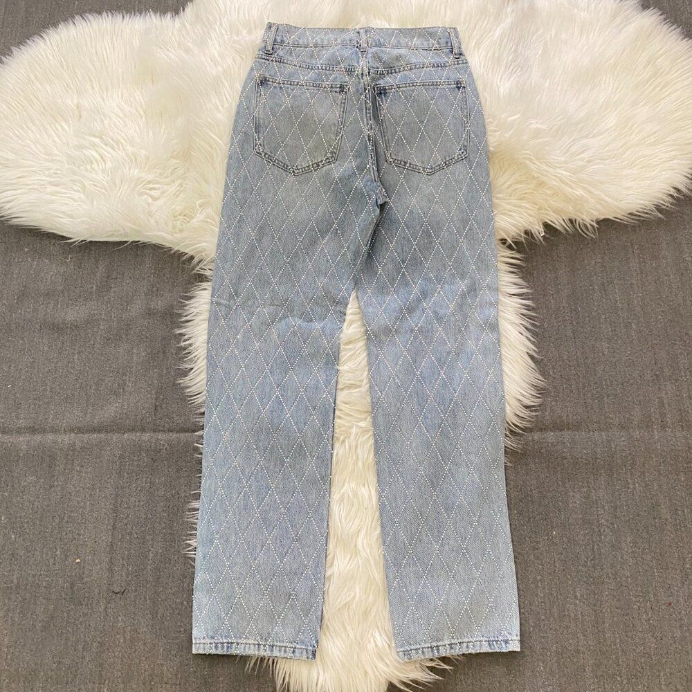 Zara Diamond Patterned Blue Jeans - Picture 4 of 8